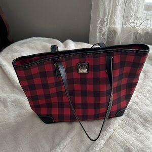 Dooney & Bourke Red and Black Buffalo Check Tote